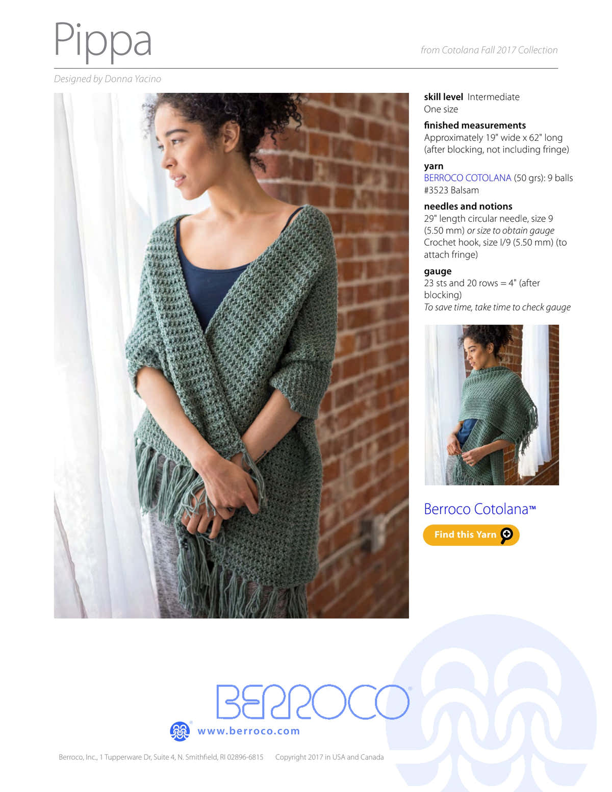 Berroco Pippa Wrap Knitting Pattern