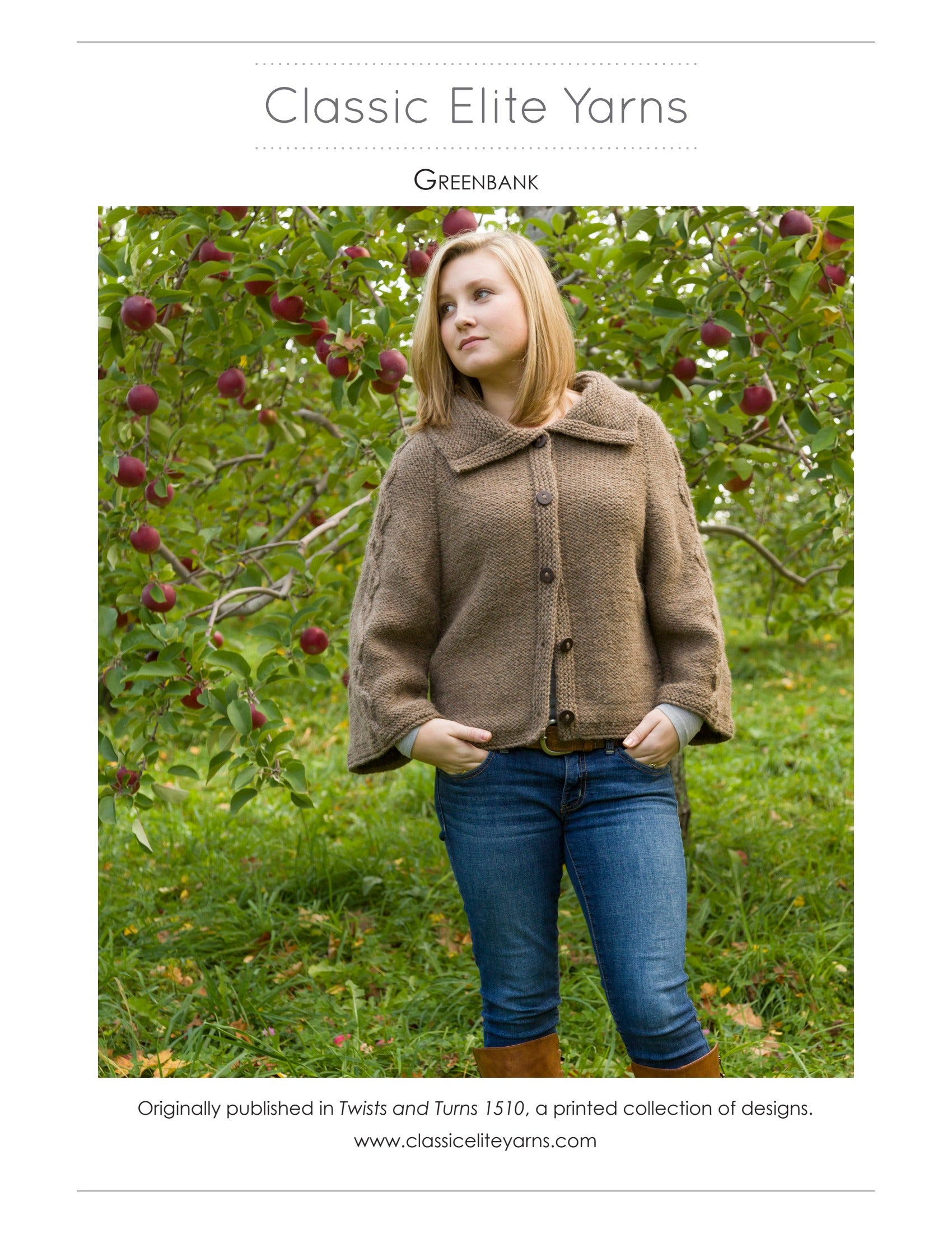 Classic Elite Yarns Greenbank Cardigan Knitting Pattern