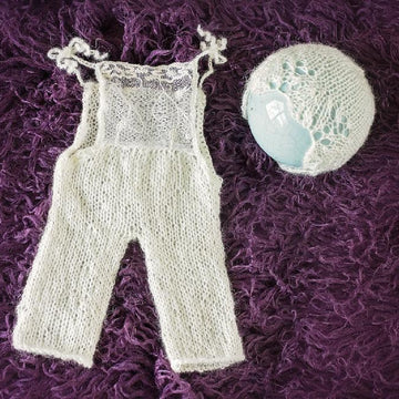 Lace Knit Overall Set
