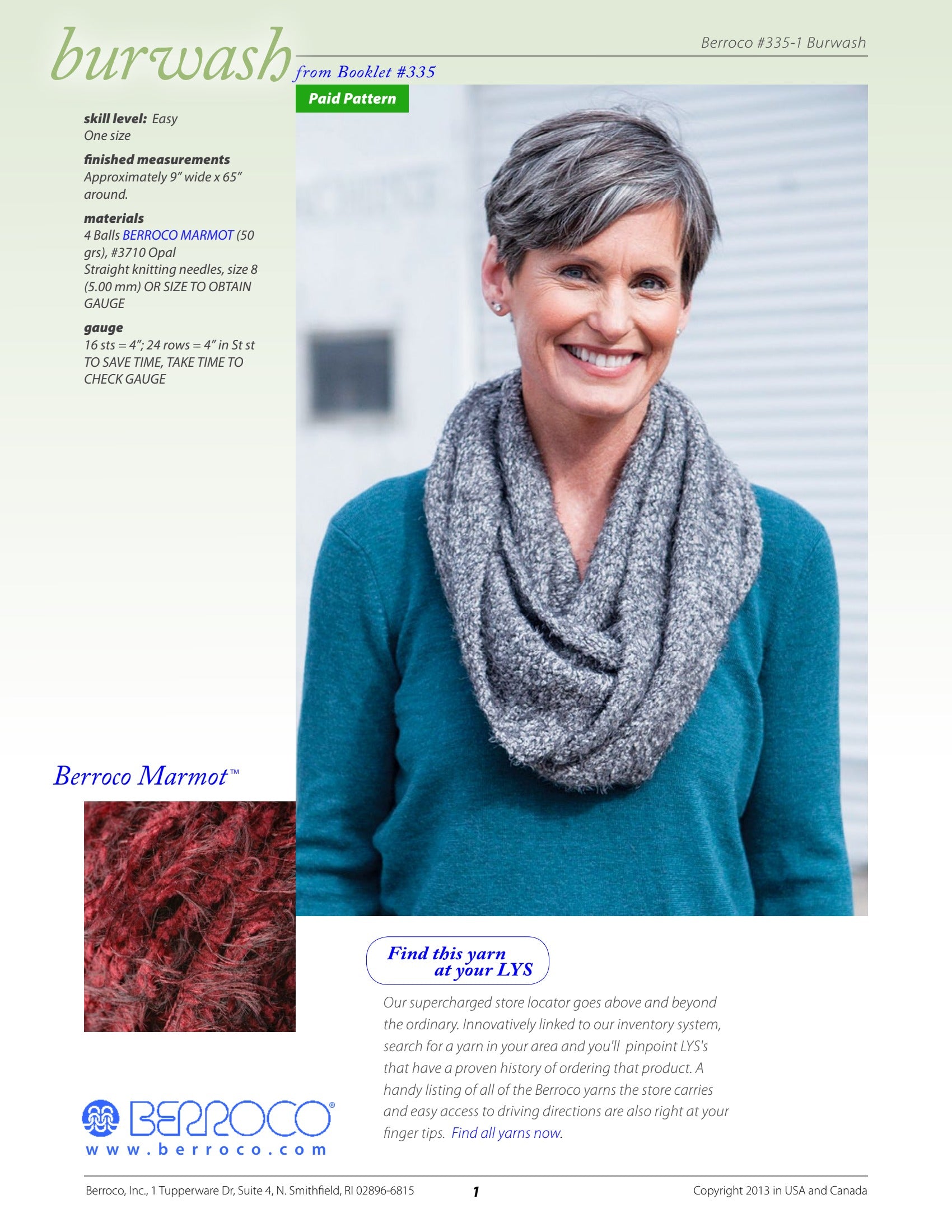Berroco Burwash Cowl Knitting Pattern