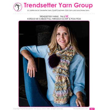Trendsetter Yarns D Me Cabled Pull Through Scarf & Pom Pom
