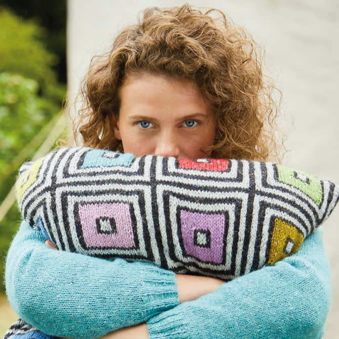 Rowan Black & White Boxes Cushion Homeware Knitting Pattern