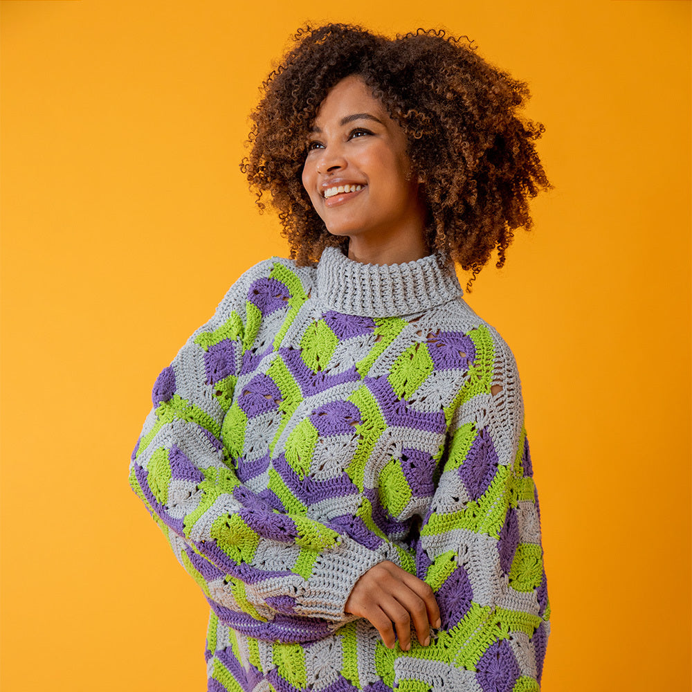 Paintbox Yarns Around the Block Sweater Crochet Pattern