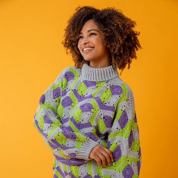 Paintbox Yarns Around the Block Sweater Crochet Pattern