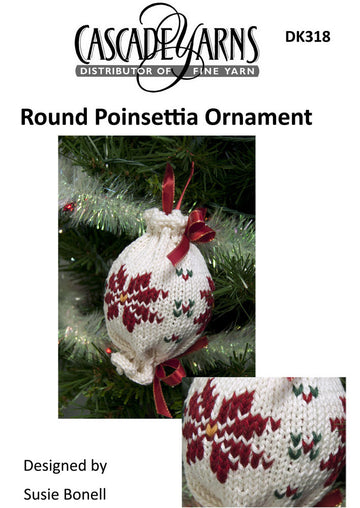 Round Poinsettia Ornament in Cascade Ultra Pima - DK318 - Free PDF