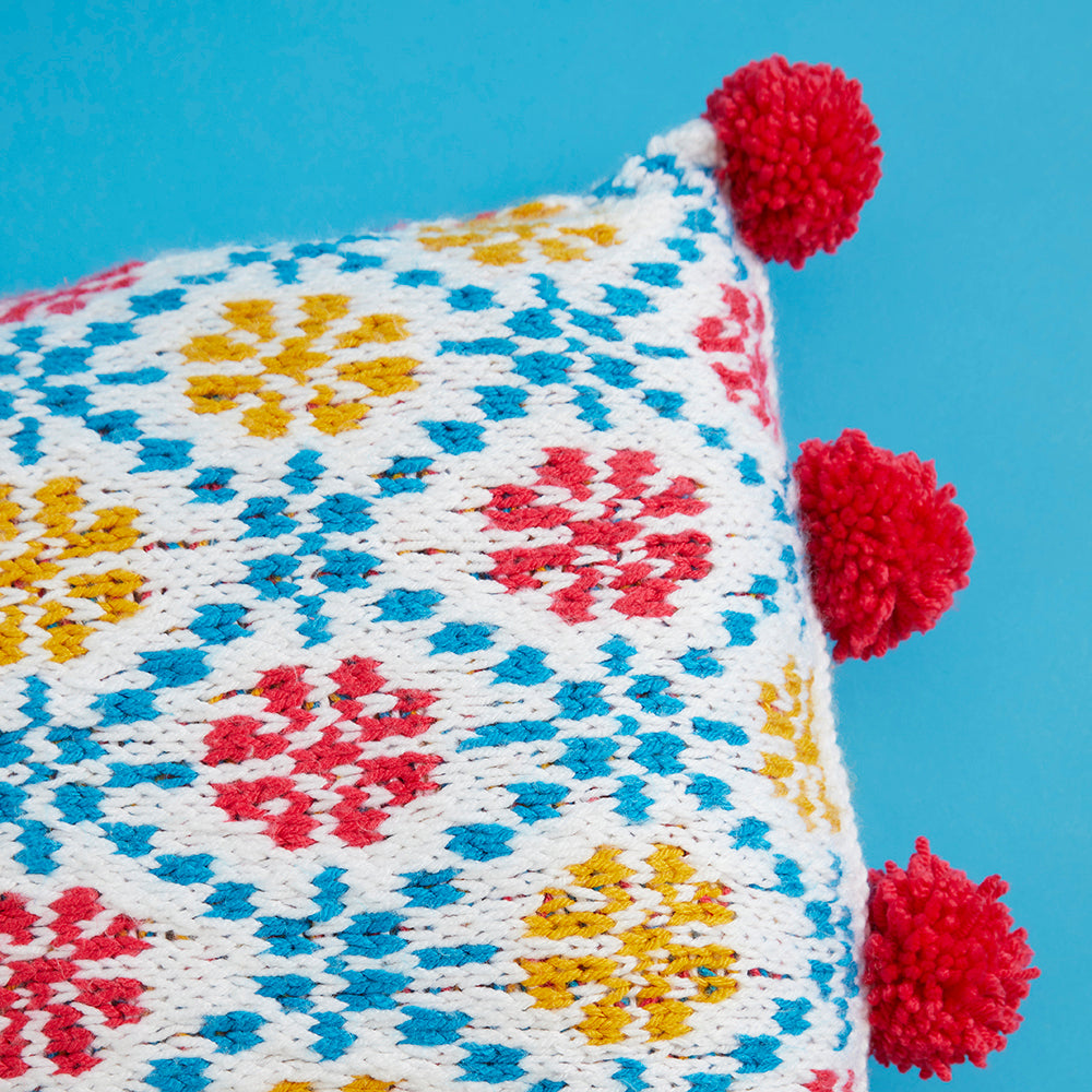 Paintbox Yarns Fizzy Flower Cushion Knitting Pattern