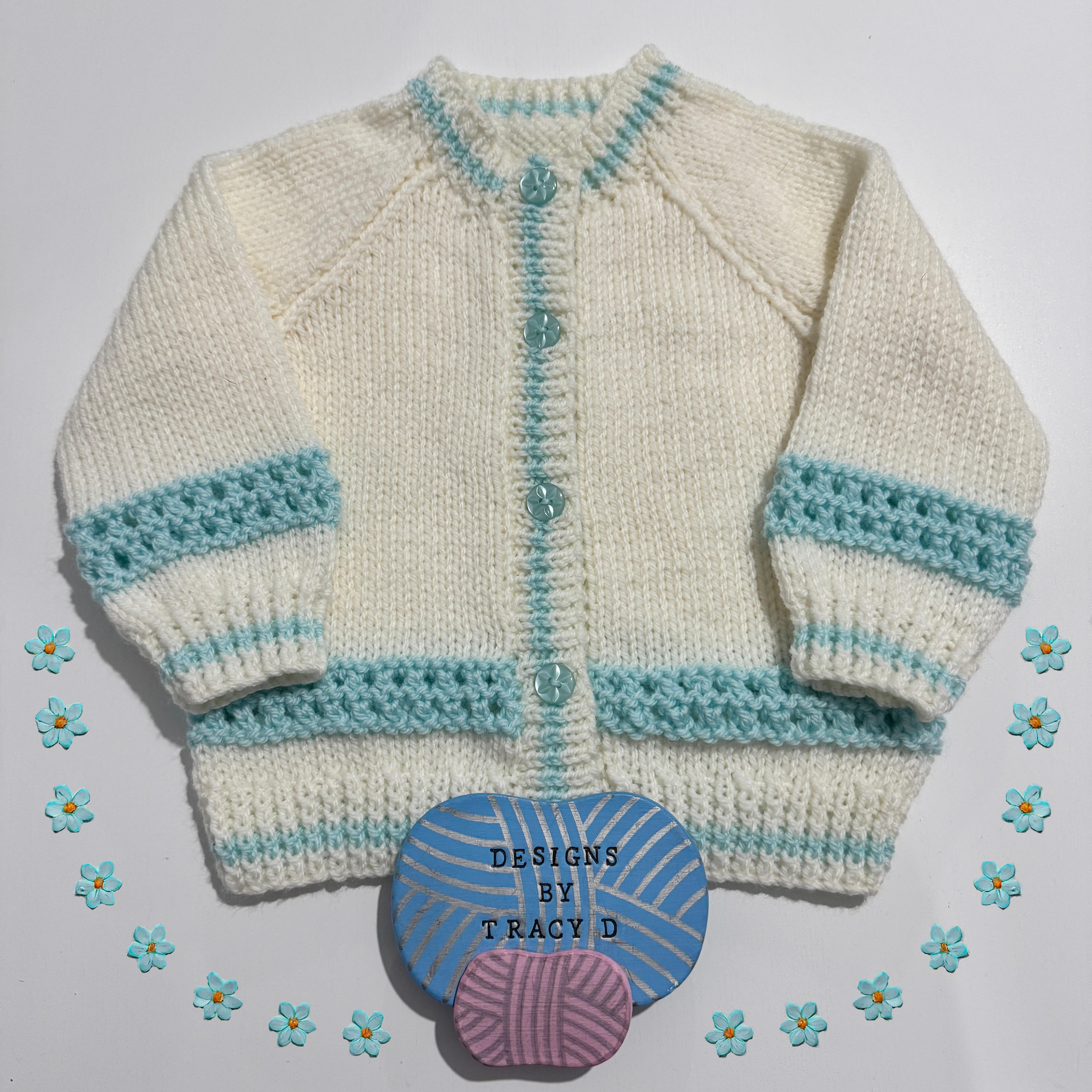Adele Baby knitting pattern short/long sleeve Cardigan 16-20" chest size