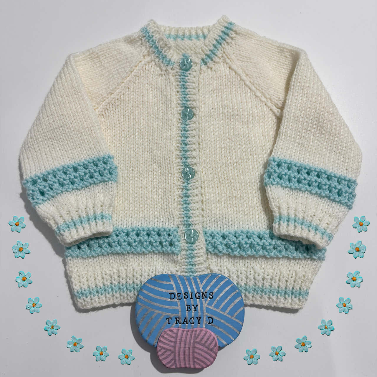 Adele Baby knitting pattern short/long sleeve Cardigan 16-20" chest size