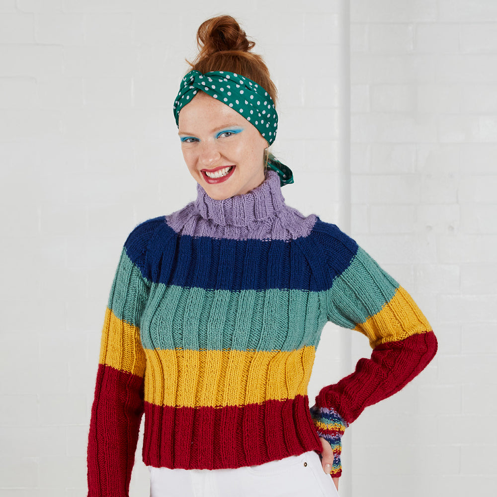 Paintbox Yarns Prismatic Polo Neck Jumper Knitting Pattern