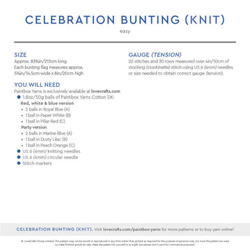 Paintbox Yarns Celebration Bunting Knitting Pattern