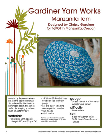 Gardiner Yarn Works Manzanita Tam Hat Knitting Pattern
