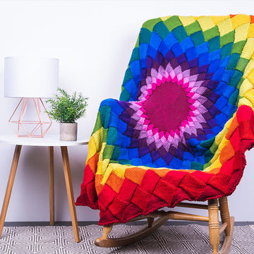 Deramores Entrelac Rainbow Blanket Knitting Pattern