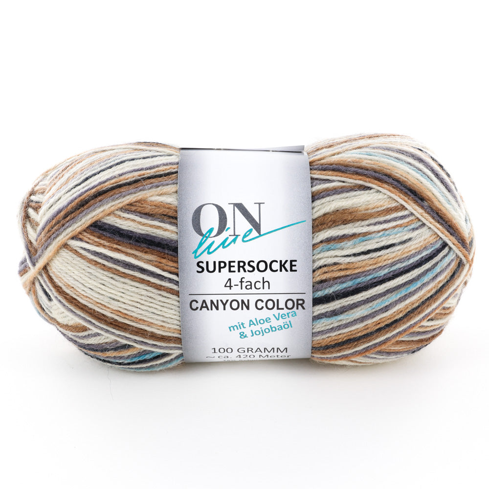 OnLine Supersocke 364 Canyon Color Yarn - Superwash Wool 4 Ply