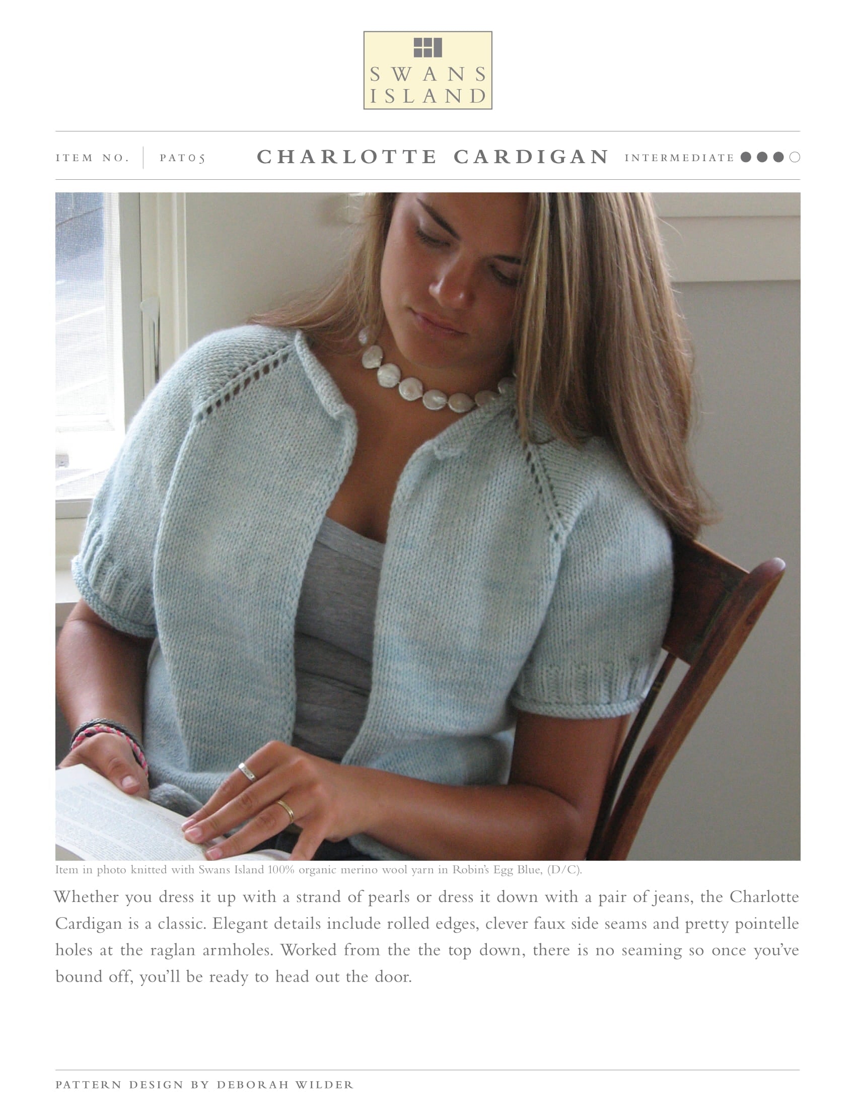 Swans Island Charlotte Cardigan Knitting Pattern