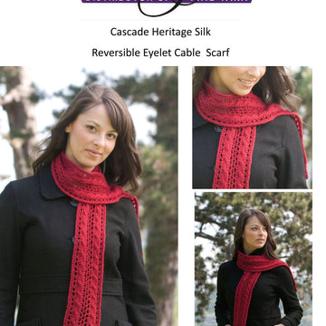 Reversible Eyelet Cable Scarf in Cascade Heritage Silk - Free