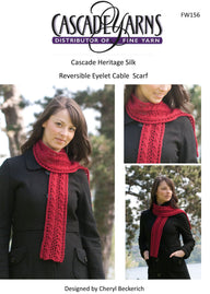 Reversible Eyelet Cable Scarf in Cascade Heritage Silk - Free