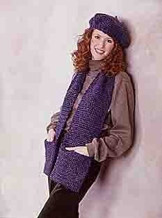 Crochet Beret & Scarf in Lion Brand Homespun PDF