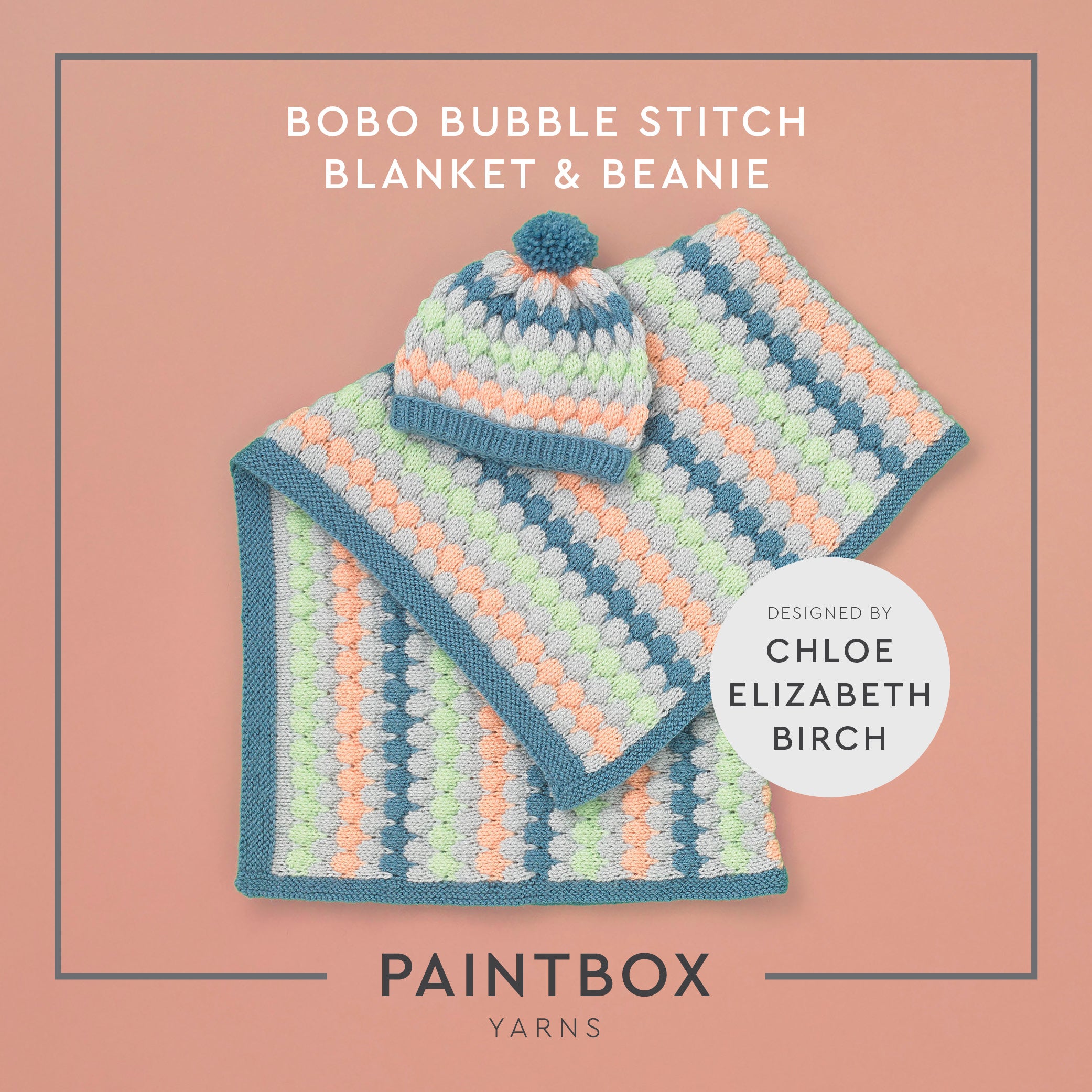 Paintbox Yarns Bobo Bubble Stitch Blanket & Beanie Knitting Pattern