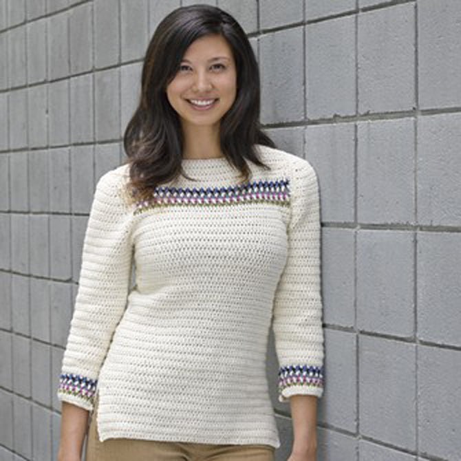 Valley Yarns Banded Yoke Pullover Crochet Pattern