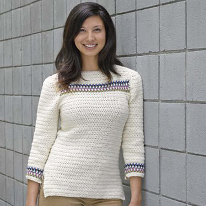 Valley Yarns Banded Yoke Pullover Crochet Pattern
