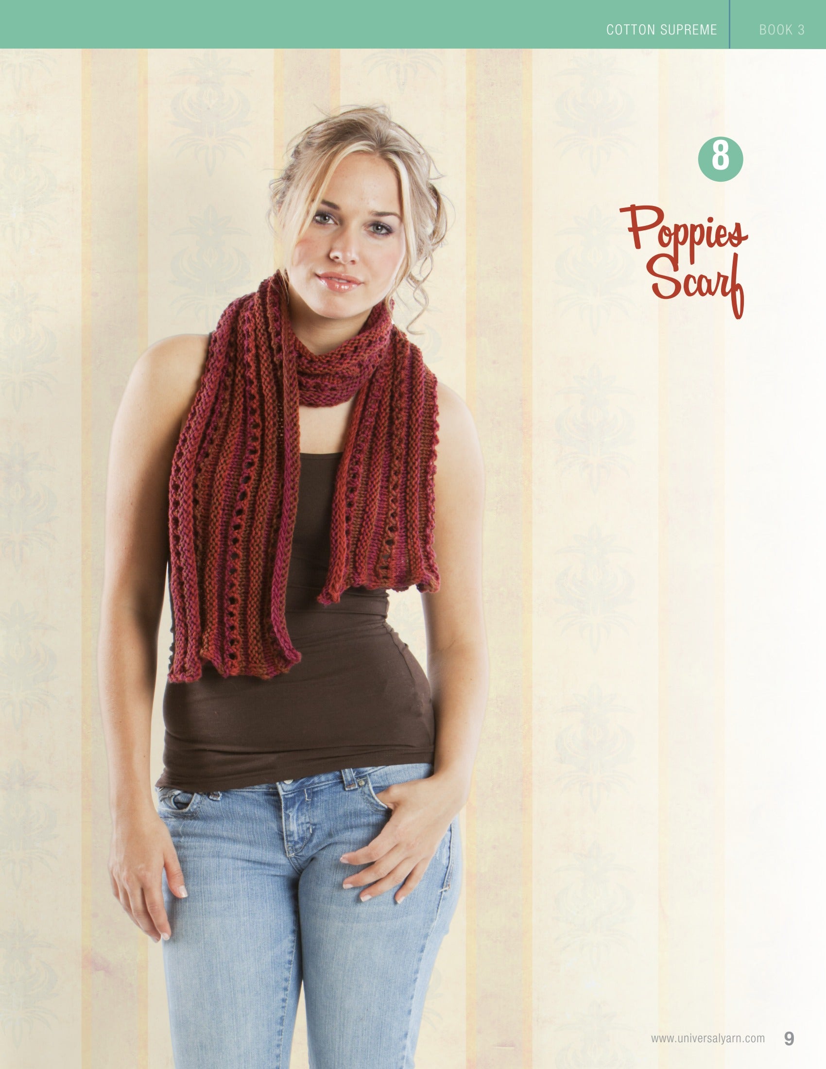 Universal Yarn Poppies Scarf Knitting Pattern