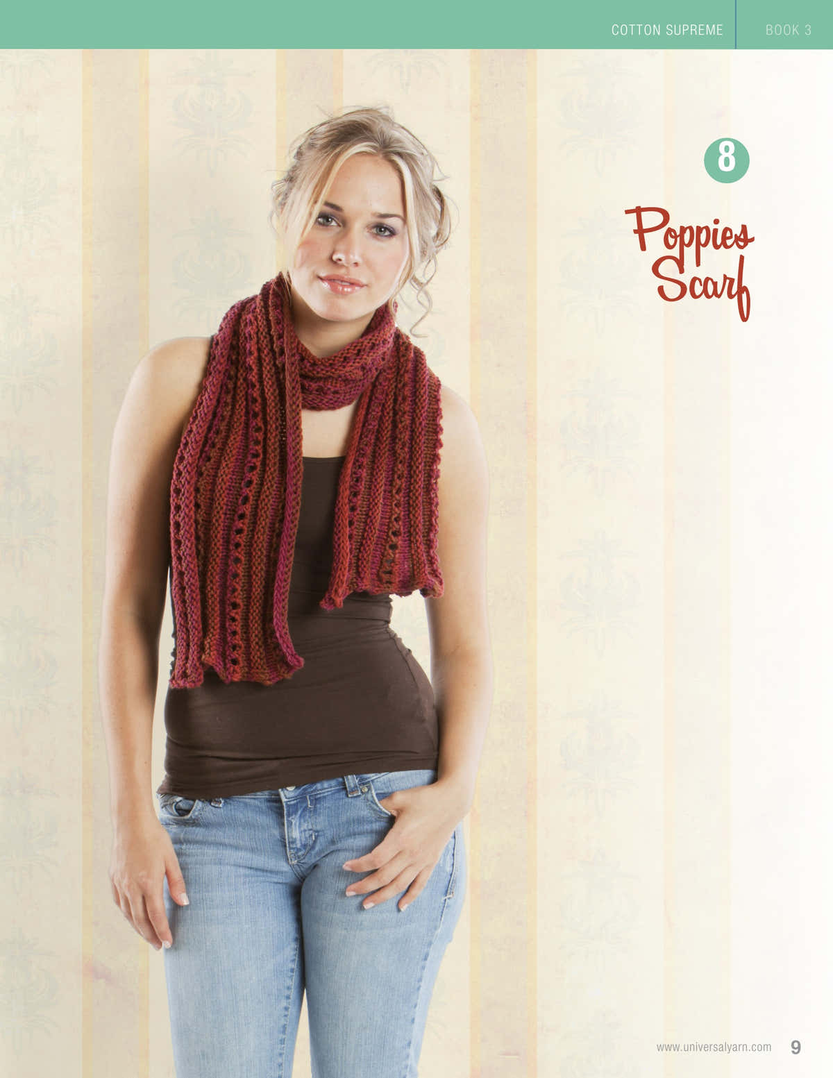 Universal Yarn Poppies Scarf Knitting Pattern