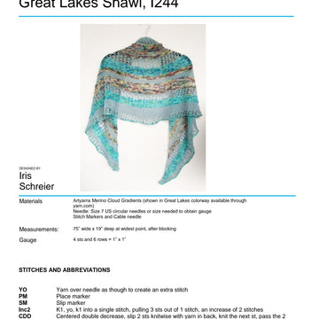 Artyarns I Great Lakes Shawl Wrap Knitting Pattern