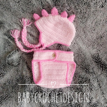 Dinosaur diaper / nappy cover and hat set