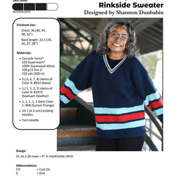 Rinkside Sweater in Cascade Yarns 220 Superwash - W833 - Free PDF