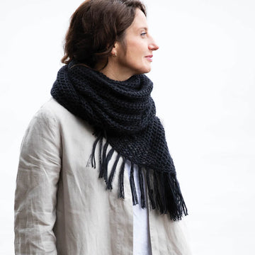Churchmouse Studio Easy Eyelet Poncho & Wrap in Rowan Softyak, Kidsilk Haze, Creative Linen