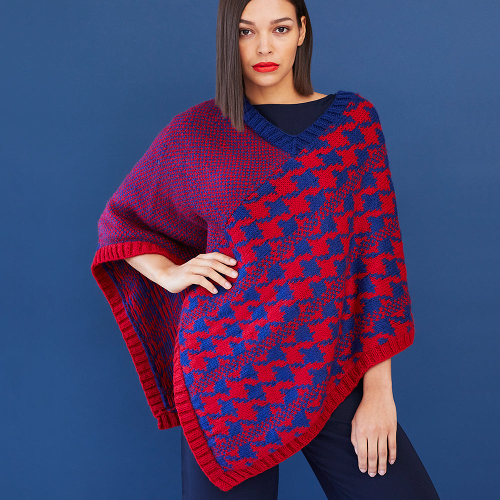 Paintbox Yarns Poppin' Houndstooth Poncho Knitting Pattern
