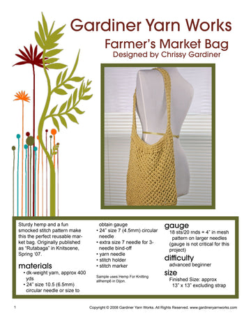 Gardiner Yarn Works Farmer's Market Bag Knitting Pattern