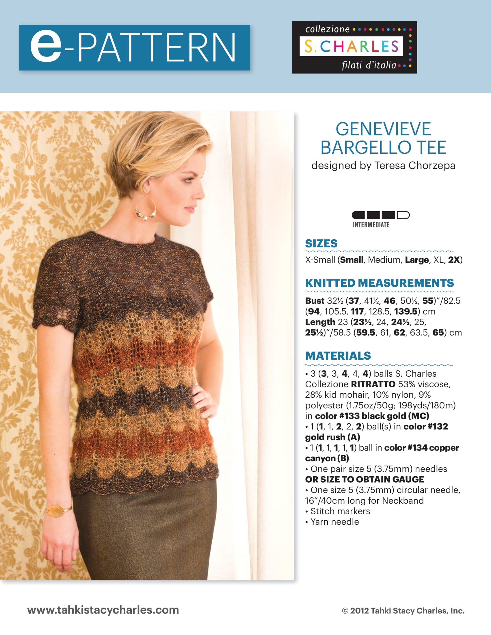 Stacy Charles Fine Yarns Genevieve Bargello Tee Knitting