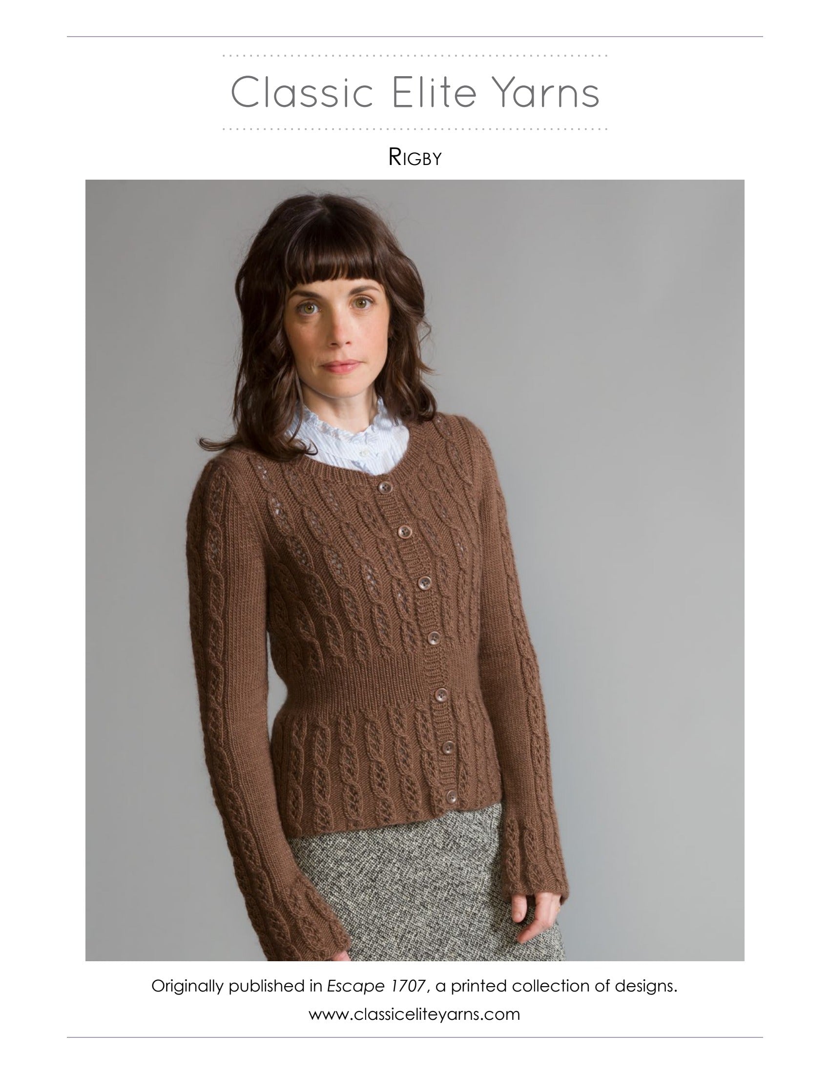 Classic Elite Yarns Rigby Cardigan Knitting Pattern