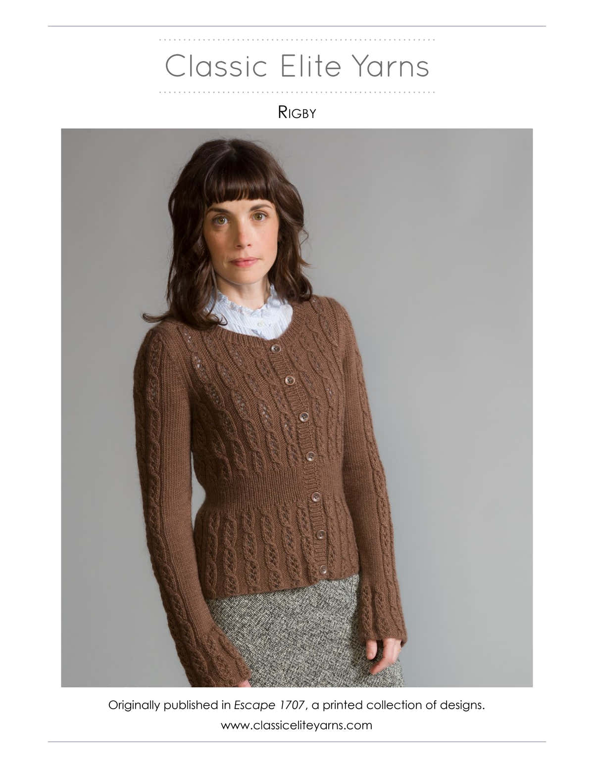 Classic Elite Yarns Rigby Cardigan Knitting Pattern