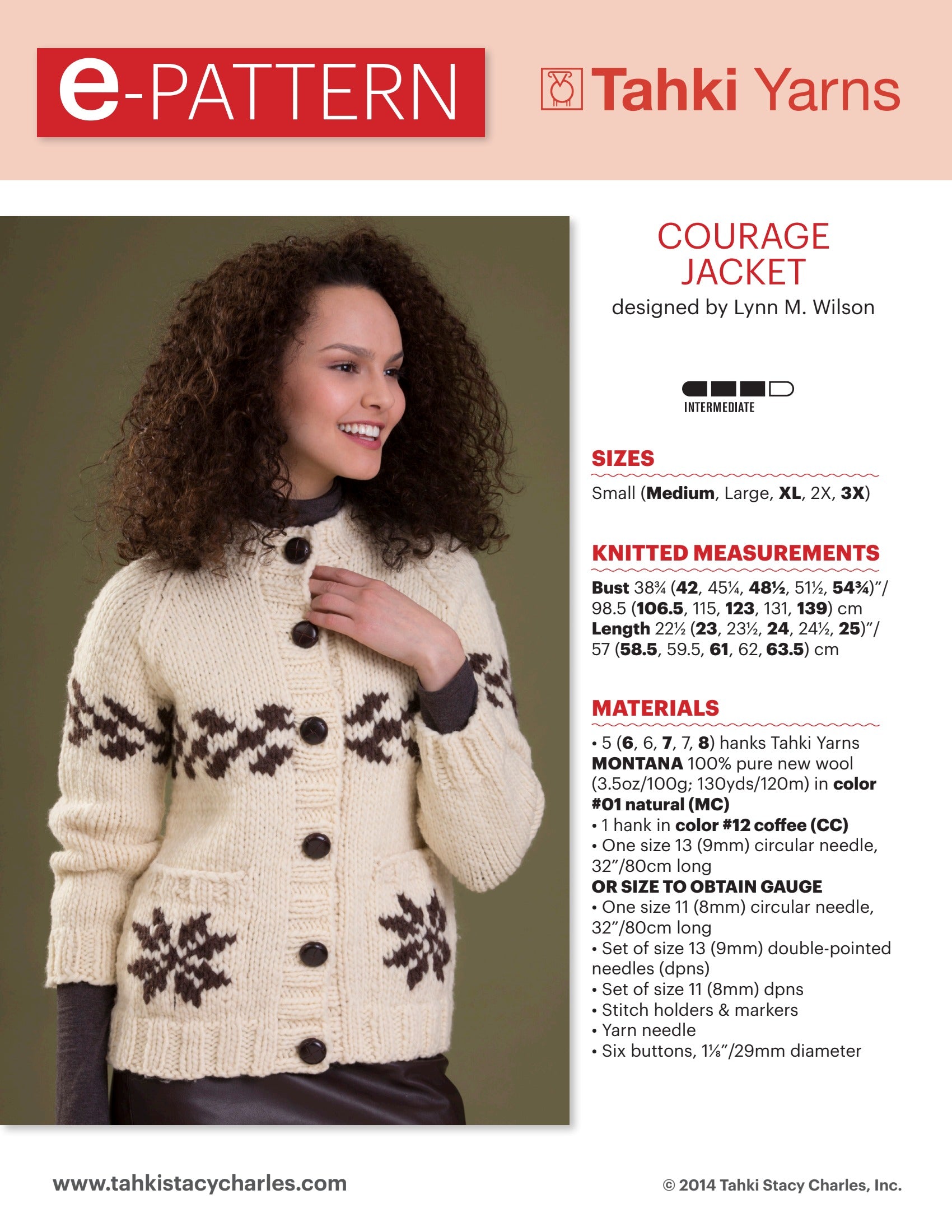 Tahki Yarns Courage Jacket Knitting Pattern