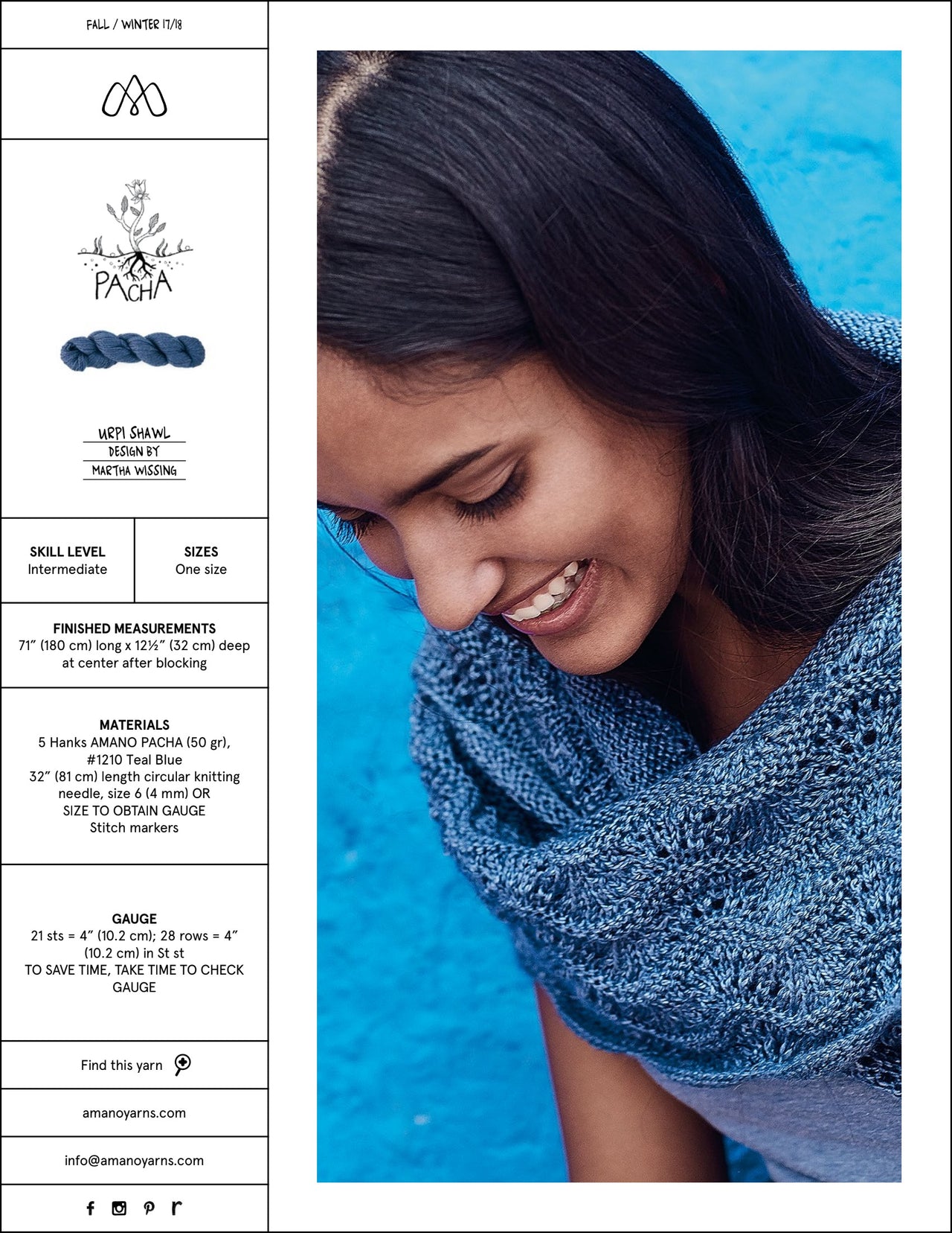 AMANO Urpi Scarf Wrap Knitting Pattern