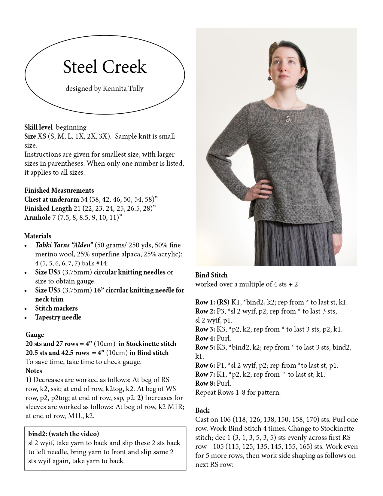 Wildflowerknits Steel Creek Jumper Knitting Pattern