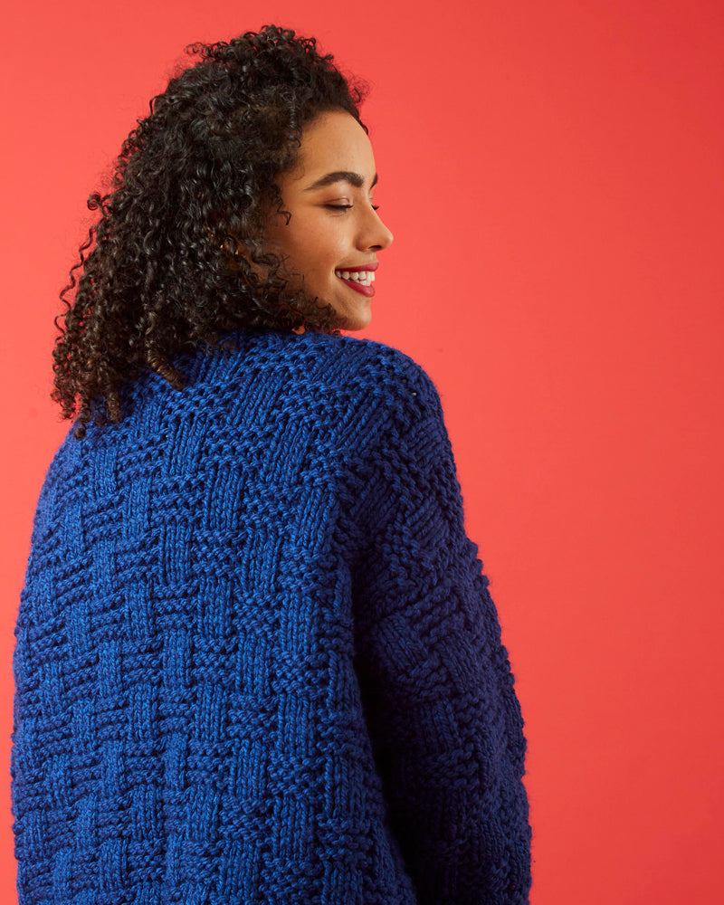 Paintbox Yarns Basket Weave Cardigan Knitting Pattern