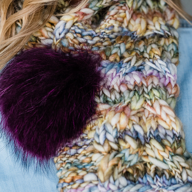 Trendsetter Yarns D Me Cabled Pull Through Scarf & Pom Pom