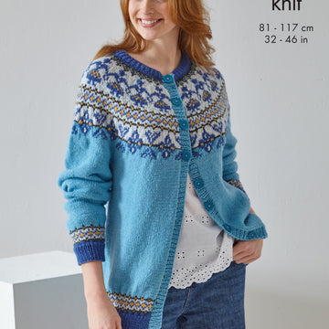 Fairisle Cardigan and Waistcoat in King Cole Merino Blend DK - 6365 - Leaflet