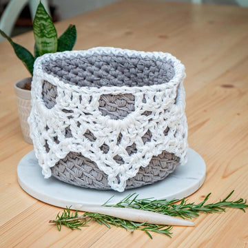 Lace Top Crochet Basket