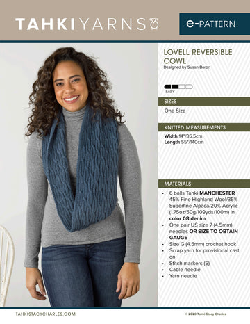 Tahki Yarns Lovell Reversible Cowl Knitting Pattern